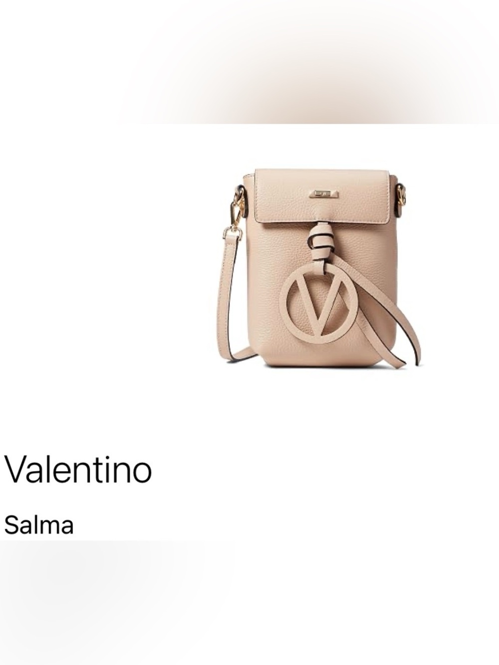 Valentino Pebbled Leather Crossbody in Taupe Gray with Gold Hardware